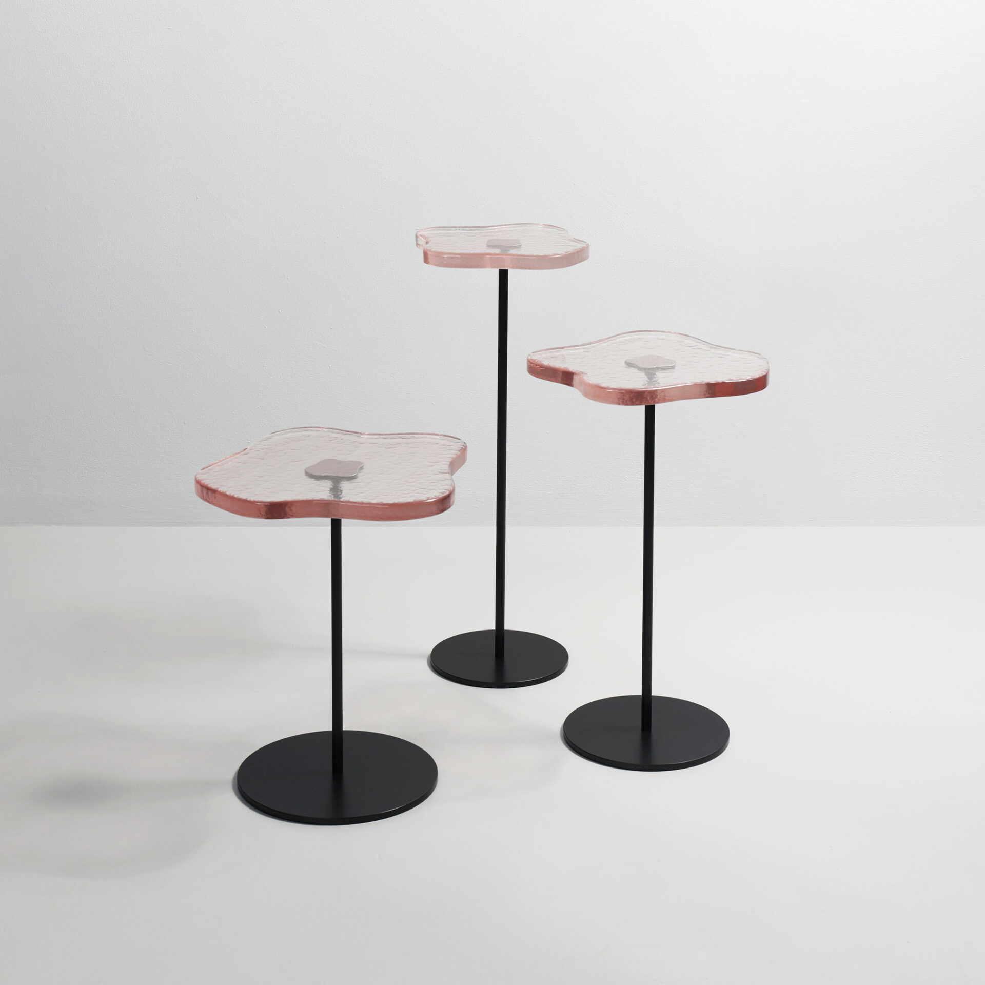 Peach glass side table