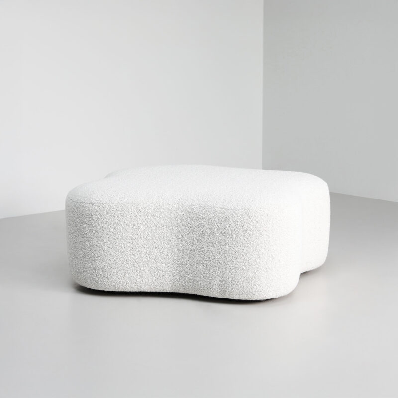 White Bouclé Ottoman